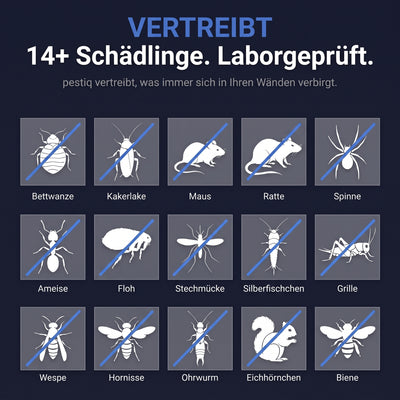 PESTIQ™ Ultraschall-Schädlingsvertreiber – Vertreibt über 14 Schädlinge