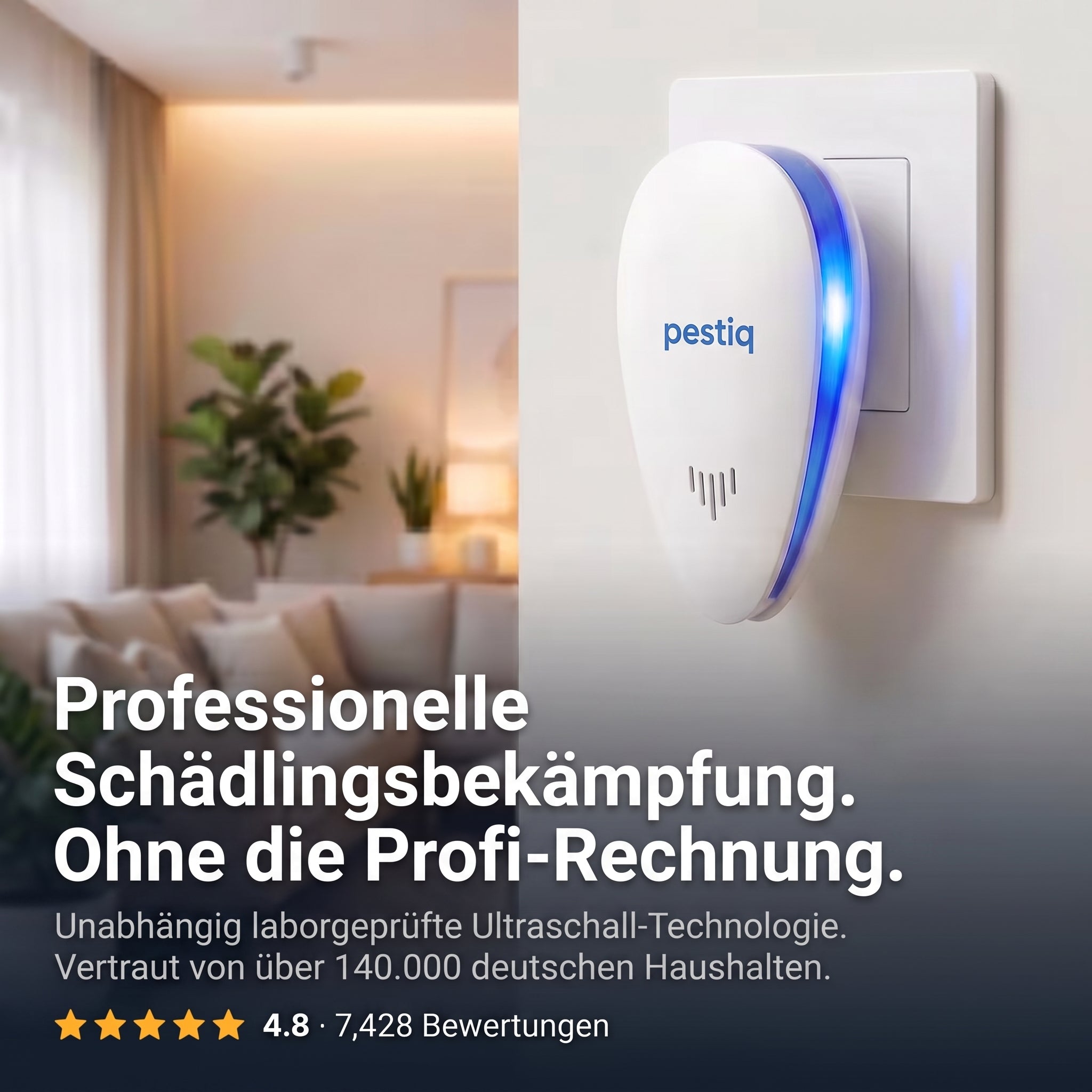 PESTIQ™ Ultraschall-Schädlingsvertreiber – Vertreibt über 14 Schädlinge