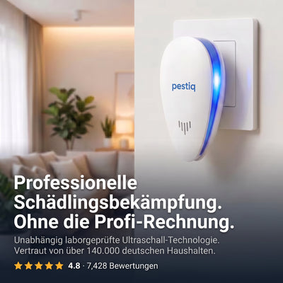 PESTIQ™ Ultraschall-Schädlingsvertreiber – Vertreibt über 14 Schädlinge